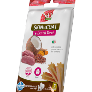 TREAT ND QUINOA DOG SKIN COAT VENISON100g ADULT MED/MAX - лакомство