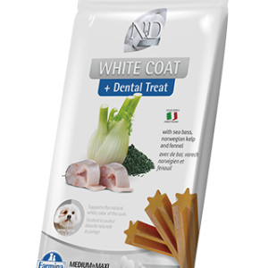 TREAT ND WHITE DOG SEA BASS FENN RICE SPIRU ADULT100g MED/MAXI - лакомство